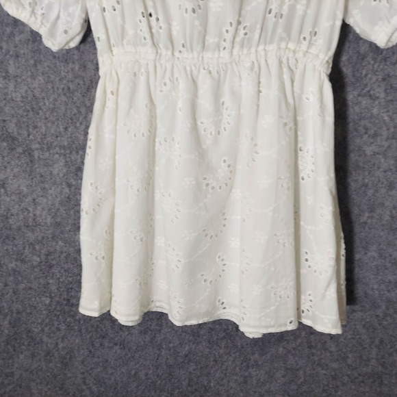 Miou Muse Dress M Florence Embroidered Eyelet Ruffle Button coastal Beach Boho - Picture 11 of 13